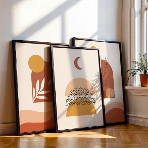 Image of NoWorries Modern art wall paintings /Wall hangings for home decor, Wall art framed poster art prints (Theme-minimal) multicolor Set of 3 frame (Art-13, 13x19inch)