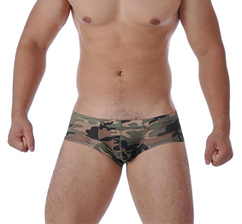 S Forever Men's Sexy Camo Print Square Cut Bikini Swimsuit Camouflage Underwear (Medium/Waist 34-36Cm) #TOP7