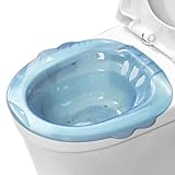 Baño Sitz para el inodoro, sobre el baño Sitz Bath para hemorroides, bidé portátil anti-superflujo con agujeros de drenaje, baños de sitz para hemorroides cuidados privados posparto (azul)