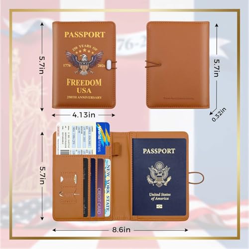 Image of Melsbrinna Premium Leather Passport Holder Covers Case, Waterproof Rfid Blocking Travel Wallet Passport Holder with Pen Holder, Cute Passport Book for Women /Men