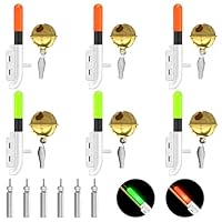 Silkwish 6pcs Angeln Alarm Glocke, Knicklichter Angeln, Elektronischer Bissanzeiger Angeln Set mit Akku, Nachtangeln Biss Alarm für Angelrute In