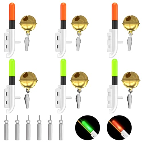 Silkwish 6-częściowy dzwonek wędkarski, elektroniczny sygnalizator brań, zestaw wędkarski z akumulatorem, do połowów nocnych, alarm do wędkowania