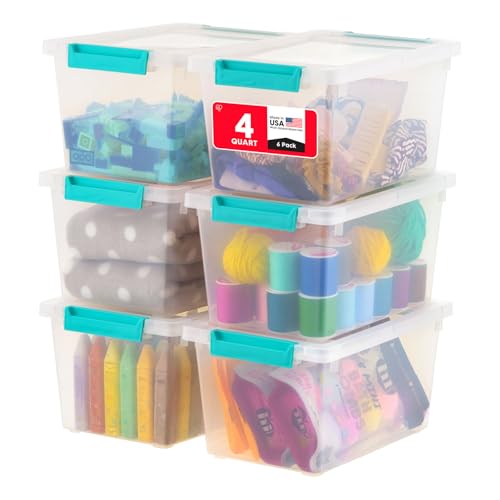 IRIS USA 4 Qt. Craft Storage Bins with Lids, 6-Pack,