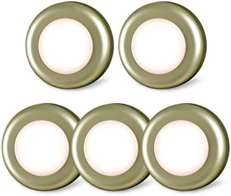 STAR-SPANGLED 2.8” LED Stick on Push Tap Light Battery, 5 Pack Golden Warm