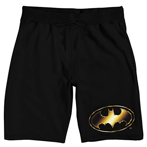 Batman Classic Bat Signal Men's Black Graphic Sleep Shorts