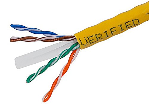 Monoprice Cat6 Ethernet Bulk Cable - Network Internet Cord - Stranded, 550Mhz, UTP, CM, Pure Bare Copper Wire, 24AWG, 1000ft, Yellow