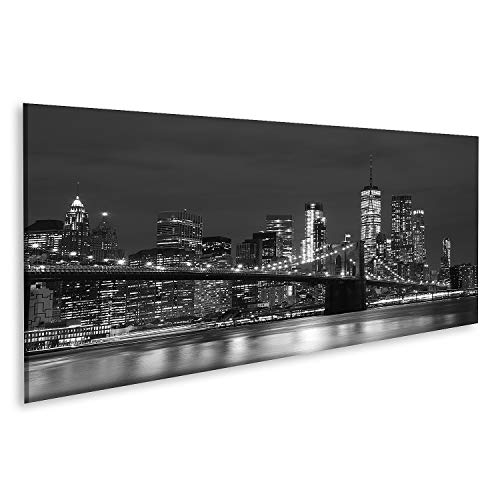 islandburner Cuadro en Lienzo Puente de Brooklyn y Rascacielos en el Centro de Nueva York en Blanco y Negro Cuadros Modernos Decoracion Impresión Salon
