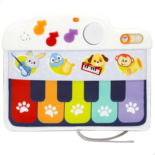 Winfun 46878   Piano para bebés con luz y melodías para la cuna / Mi primer piano, juguete para bebes a partir de 0+, se toca con pataditas / Regalo bebé, Instrumentos musicales bebe