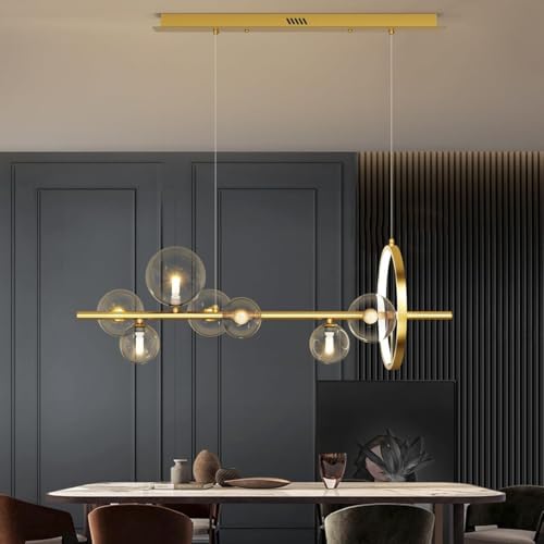 Suspension linéaire noire 7 globes pour sublimer votre table de salle à manger - 4