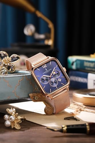 Image of London Fog Hampstead Collection Chronograph Watch for Men with Square Dial, Luminous Hands & Hour Markers, Date Display & Mesh Metal Strap - LFM10007