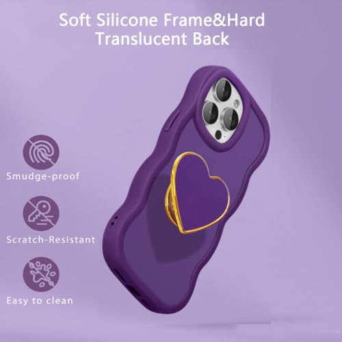 Coque iPhone 15 Pro Max violette avec support et cadre ondulé mat - 6