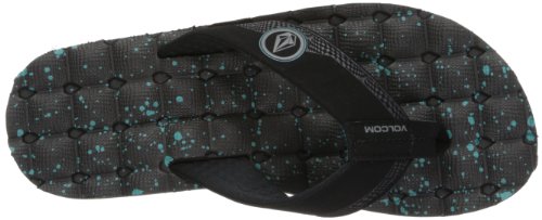 Image of Volcom Men's Recliner Sandals - Water-Friendly Flip Flops with Recliner Comfort Foam Footbed, Black Combo, 10