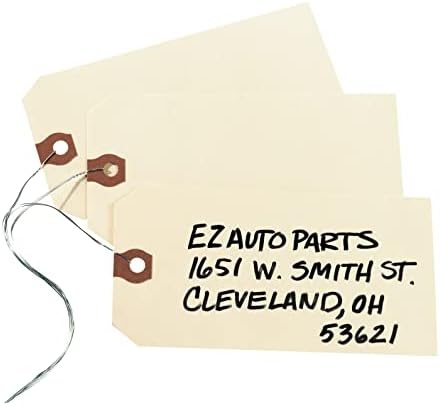 Avery Shipping Tags with Wire, 11.5 pt. Stock, 5-1/4" x 2-5/8", 1,000 Manila Hang Tags (12606)