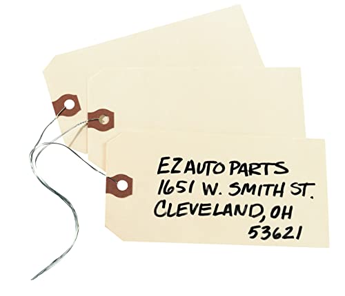 Avery Shipping Tags With Wire, 11.5 Pt. Stock, 5-1/4" X 2-5/8", 1,000 Manila Hang Tags (12606) #TOP3