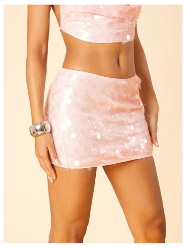 MakeMeChic Women's Sequin Sparkly Mini Skirt Low Waist Bodycon Party Skirts Clubwear2
