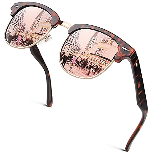GQUEEN Horn Gestell Halbrahmen Retro Polarisiert Sonnenbrille Herren Damen Cover