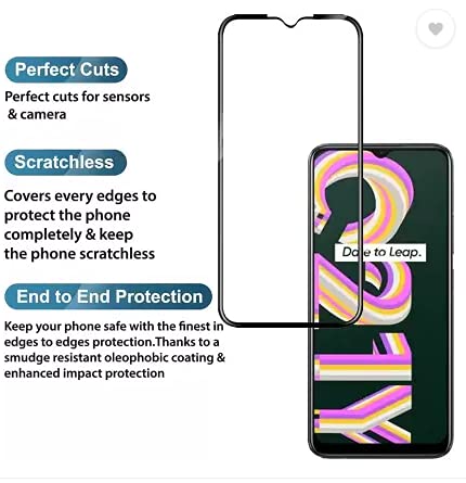 Image of Screen Protector for Realme C21Y (Black) Tempered Glass Edge-to-Edge 6D Screen Guard With Installation Kit