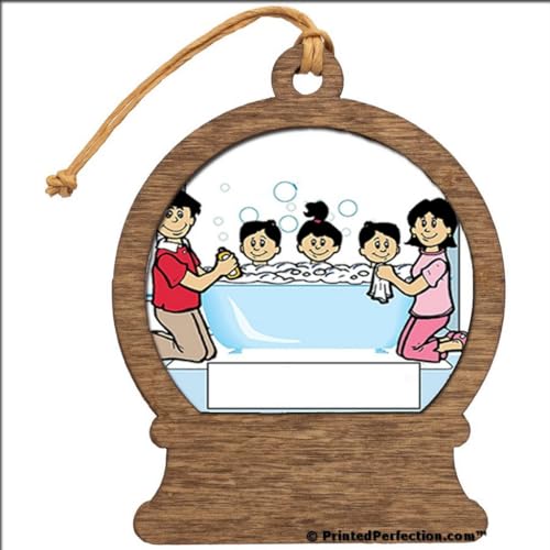 PrintedPerfection.com Personalized Tub Time 2 Wooden Snow Globe Shaped Christmas Ornament