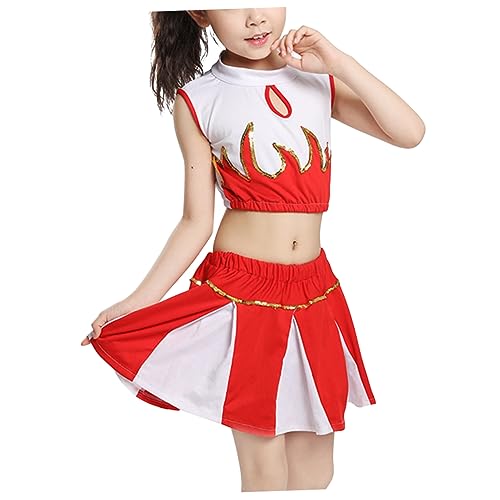 BESPORTBLE 1 Juego Uniforme De Porristas De Baile Uniforme De Animadora Líder Traje De Animadora Para Trajes De Porristas Escolares Para Ropa De Rendimiento Rojo