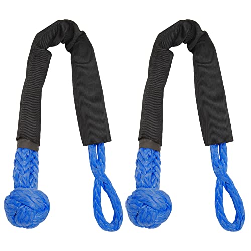 Ejoyous 2 Pièces Manille de Corde de Récupération de Manille Souple UHMWPE 38 000 LB Force de Rupture Manchon de Protection Léger Résistant à la Déchirure pour Camion SUV ATV Bateau Remorquage (Blue)