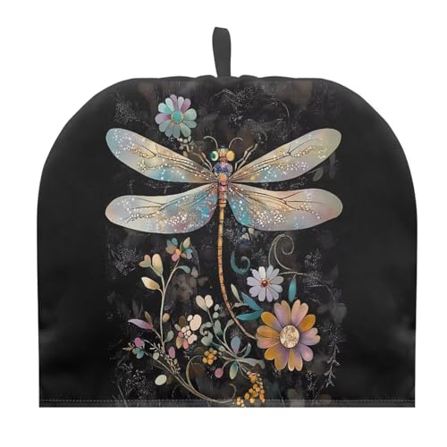 Goronwyfloyd Retro Dragonfly and Flower Cavcas Teapot Cover Kitchen Home Decorative Tea Pots Cozy with Insulation Pad for Keep Warming Keep Tidy and Clean