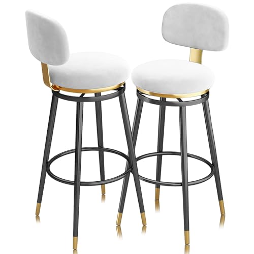 Guyifuny Taburetes de Bar Juego de 1/2/3/4, taburetes de Altura con Respaldo, Moderno de Mediados de Siglo, Silla de Isla de Cocina for el hogar(White Black Frame,2 PCS 75cm)