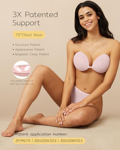Image of Niidor Sticky Bra Invisible Stick on Bra Backless Strapless Women's Adhesive Bras Ladies Invisible Bras