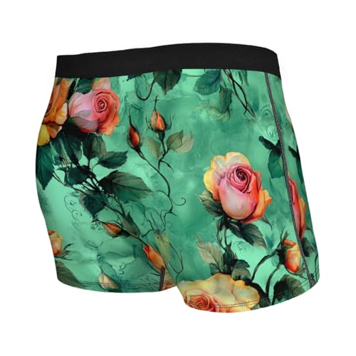 Men's Underwear Roses on Green Boxer Briefs Breathable Comfortable2