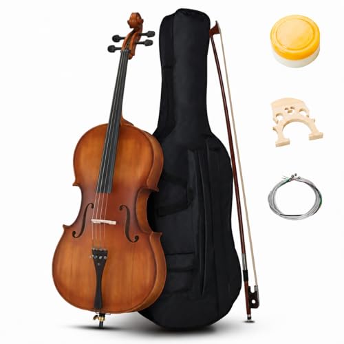 EPOFIT Full Size Acoustic Cello Kit for Adults,Beginners,Complete 4/4 Cello Set with Portable Bag...
