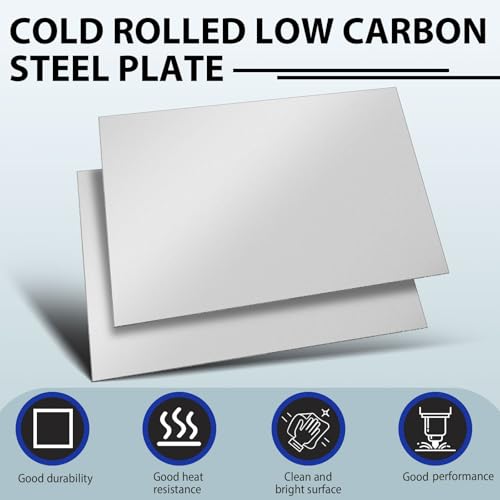 Image of Hicarer 1 Pcs Mild Steel Sheet Cold Rolled 18 Gauge Metal Plate 0.06 Inch (1.5mm) Thick Weldable Metal Sheets for Professional Industrial DIY Use, Clean Surface Easy to Weld (36'' x 24'')