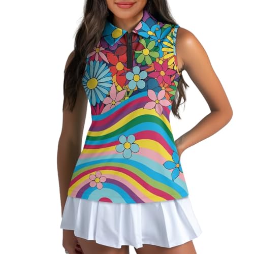 Women's Golf Shirts Sleeveless V Neck Tennis Tank Tops Racerback with Collar Quick Dry Athletic T Shirt XS-2XL3