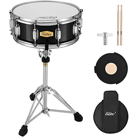 Eastar Snare Drum Set Beginners Kit with Drum Sticks, Snare Drum Stand, Mute Pad, Snare Drum Bag, Drum Key, Starry Black, 14"X 5.5" Cover