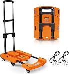 Voipvvii Folding Hand Truck 500lbs, Portable Heavy Duty Dolly Cart, 6 Wheels Collapsible Luggage Cart with 2 Elastic Ropes - Compact Trolley Cart Easy Moving - Ideal Hand for Travel and More