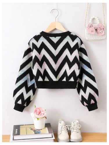 Image of SHENHE Girl's Lantern Sleeve Crop Sweater Cute Knit Crop Pullover Tops