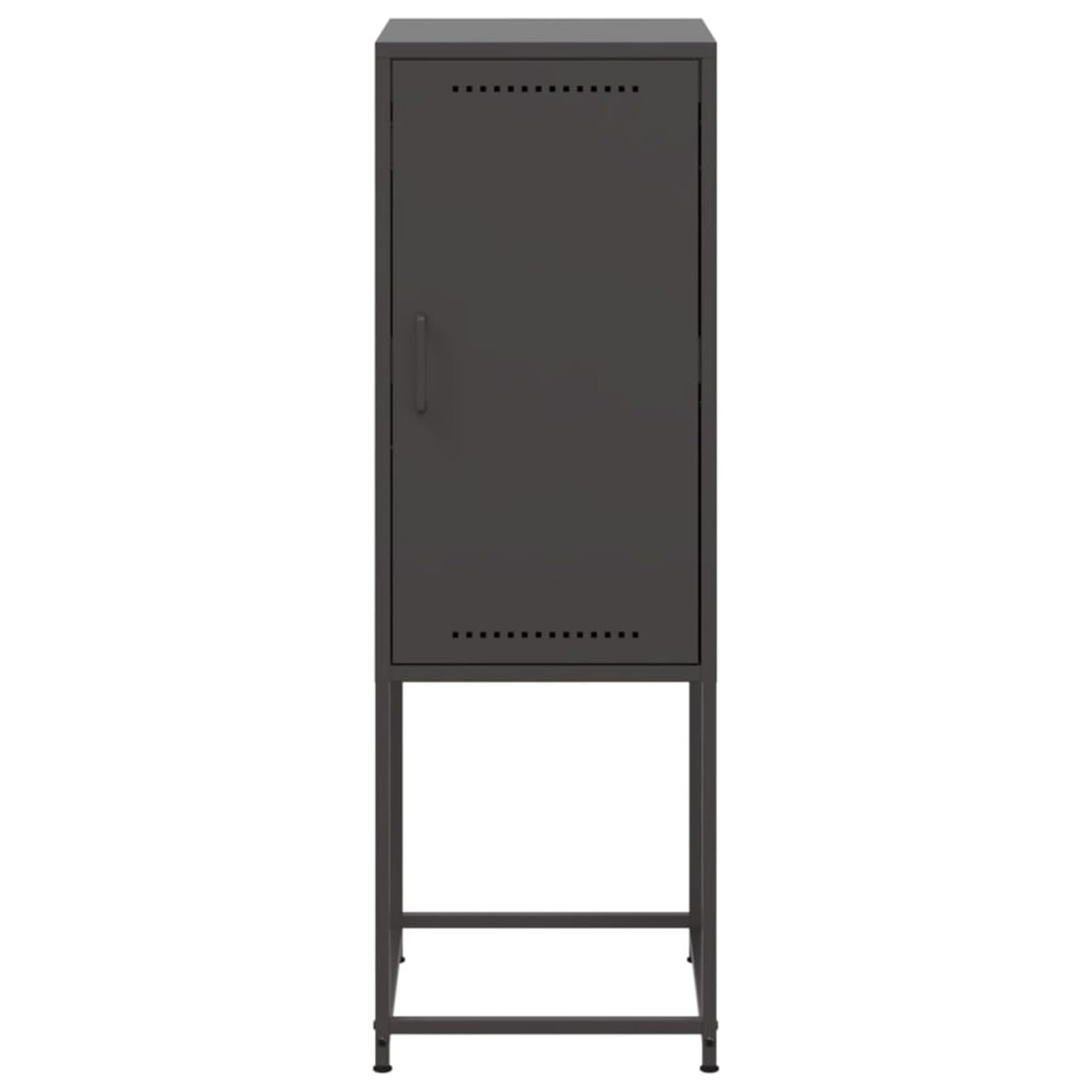 Gecheer Armadietto,Credenza,Mobiletto,Salvaspazio,in Acciaio,Metallo,Nero,con 2 Scomparti,36x39x107 cm,Armadietto per Soggiorno,Armadietto con Ripiani,Credenza in Acciaio
