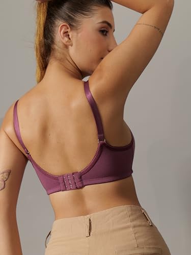 Image of BODYSIZE Women's Demi Cup Padded Bra | Soft Cotton-Lycra Stretch | Wire-Free Comfort, Lightly Padded Support, Seamless with Adjustable Straps (ELA)