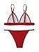 SweatyRocks Women's Sexy Bathing Suits Solid Thong Adjustable Strap Triangle Bikini Set Red S