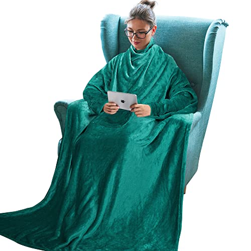 Tirrinia Wearable Fleece Blanket with Sleeves #TOP20