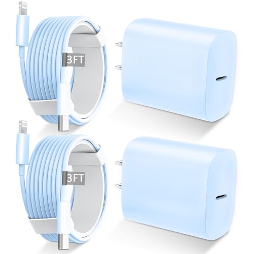 Phone 14 13 12 11 Fast Charger,3FT Long Fast Charging Lightning Cable with 20W USB C Charger Block for Phone 14/14 Pro Max/13/13 Pro Max/12/12 Pro Max/11/11Pro/XS/Max/XR/X,Pad,Blue