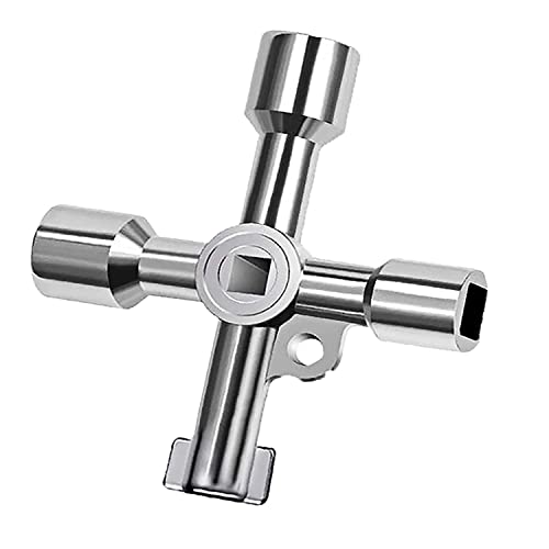 Movilideas - Llave Multifuncional 4 Puntas para Contador de Agua, Armario Eléctrico, Ascensor, Gas y Válvulas | Plateado