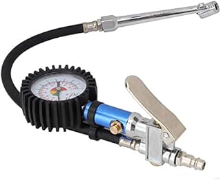 0-12Bar Tire Pressure Gun Self-clamping Tire Inflator Tyre Pressure Gauge with Air Pressure Gauge and Quick Air Connector