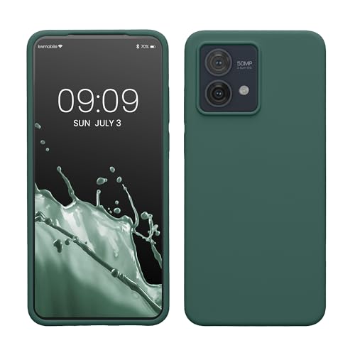 Image of kwmobile Case for Motorola Moto G84 5G Case - Soft Cover - Shockproof Silicone - Wireless Charging Forest Green