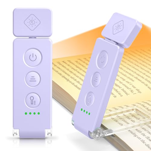 Glocusent 12 LED Rechargeable Book Light, Clip-on Reading Light with 5 Colors & 5 Brightness Levels,...