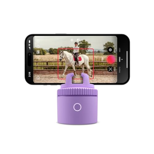 Pivo Equestrian Pod Standalone Auto Tracking Phone Holder Face Body & Horse Tracker 360 Rotation 6 Speed Stand for Video Recording (Purple)