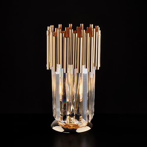 Lampe de table en fer doré Ravel BL268-LT-OR avec strass H.30 cm