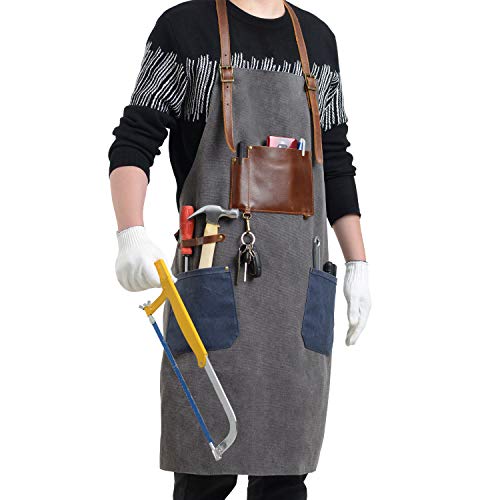 Flipzon Work Apron for Men Women Heavy Duty Canvas Mens Apron Shop Apron