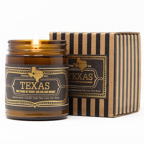 Jackson Vaughn Scented Texas Candle, Texas - Scents of Wild Sage, Vanilla, Campfire - 9oz Jar - 40 Hour Burn Time