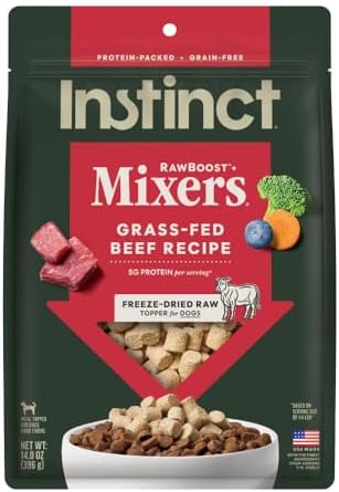 Instinct Raw Boost Mixers, Freeze Dried Dog Food Topper, Grain Free Recipe - All Natural Beef, 14 oz. Bag