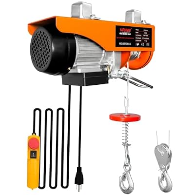 1320Lbs Electric Hoist,110v Electric Hoist Winch with 13ft Remote Control, Zinc-Plated Steel Wire,39.4 ft Lifting Garage Lift Hoist, Single/Double Slings Electric Winch for Factories, Warehouses
