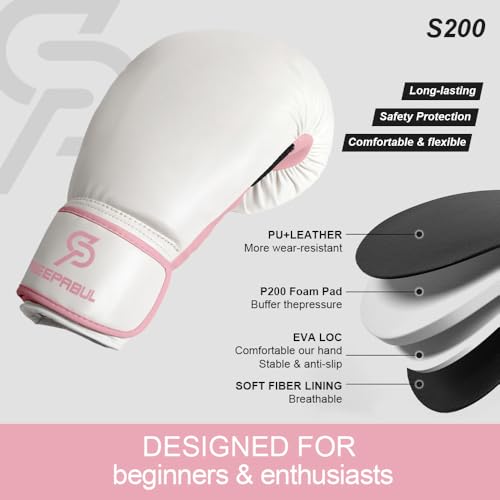 SAEEPABUL S200 Boxing Gloves for Women Suitable for Boxing Kickboxing Mixed Martial Arts Maui Thai MMA Heavy Bag Fighting Training Dopamine Pink, 16oz - Thumbnail 2